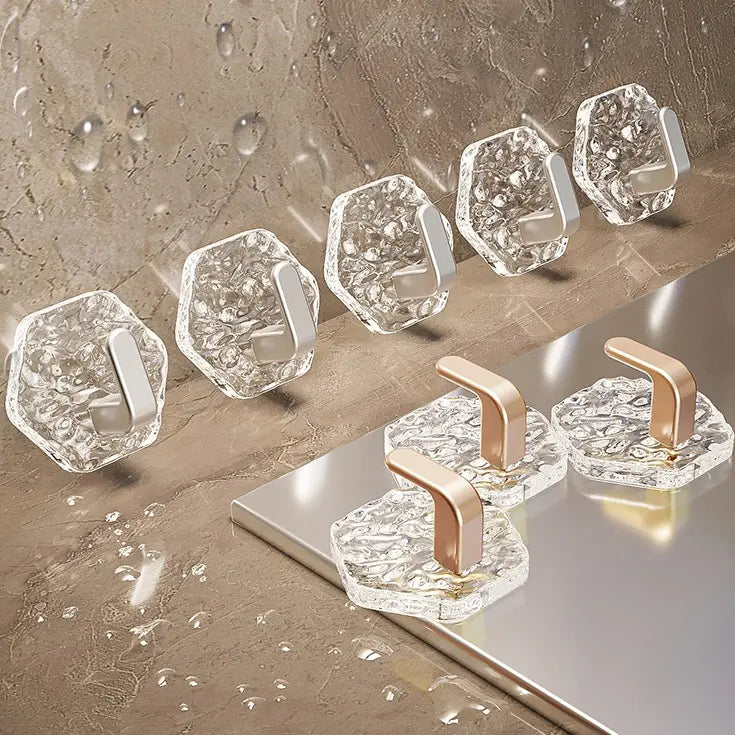 Set 6 Carlige Hexagonale Fără Perforare – Design Cristal Premium, Modern și Elegant pentru Orice Casă