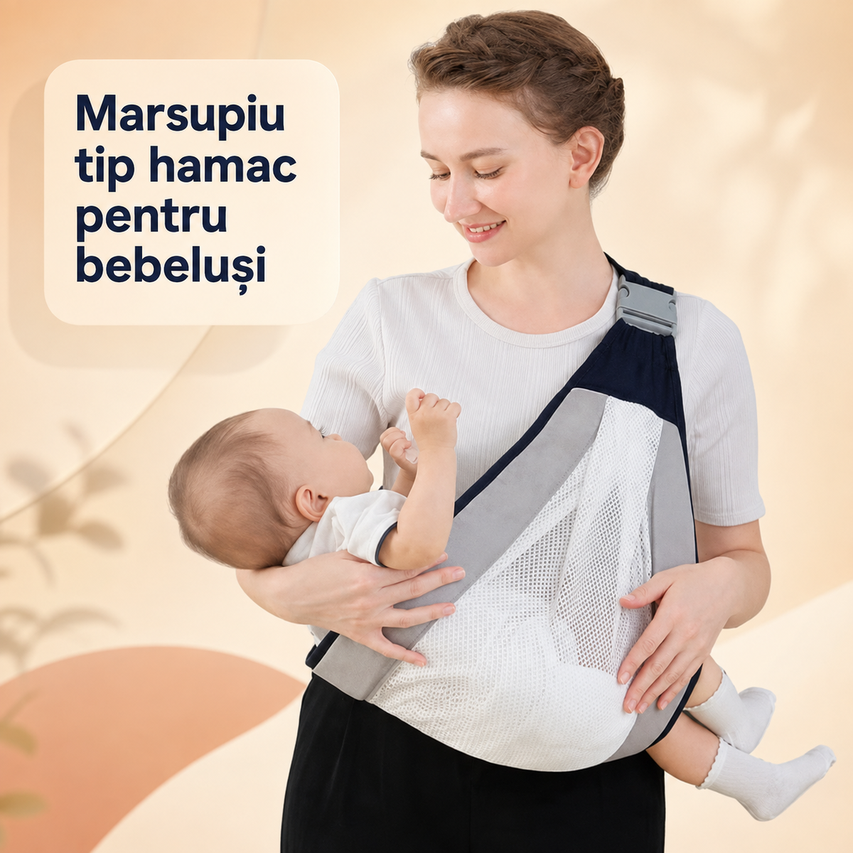 Port Bebe tip Marsupiu hamac pentru bebelusi, reglabil 132-167 cm, sustine pana la 20 de kilograme