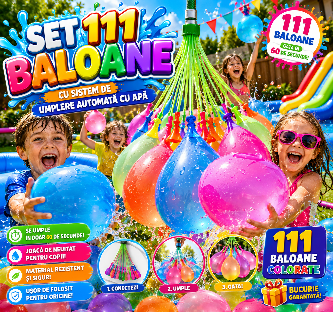 Set 111 Baloane cu Sistem de Umplere Automata Cu Apa