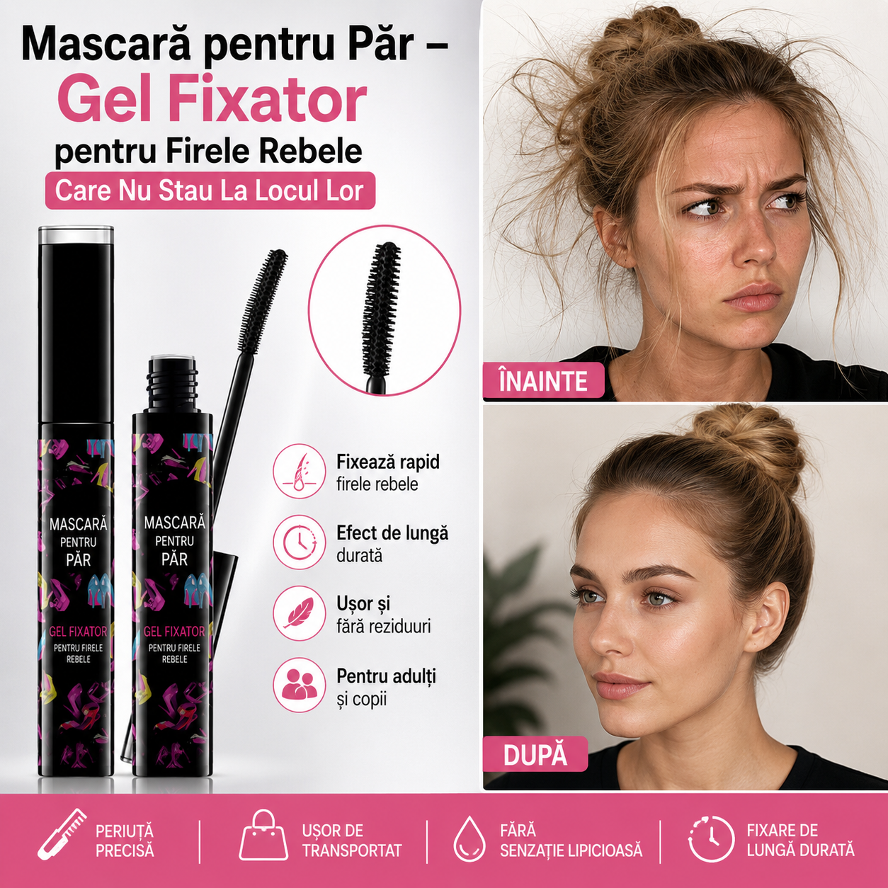 Mascară pentru Păr – Gel Fixator pentru Firele Rebele Care Nu Stau La Locul Lor