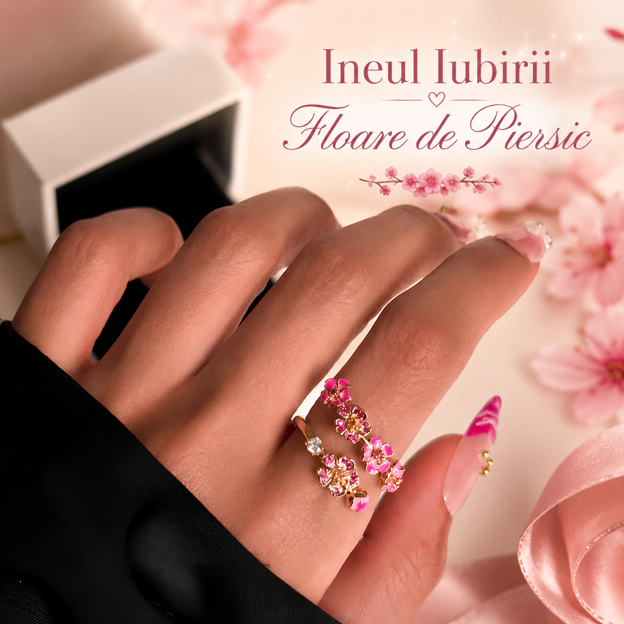 Ineul Iubirii Floare de Piersic - Marime Universala Ajustabila