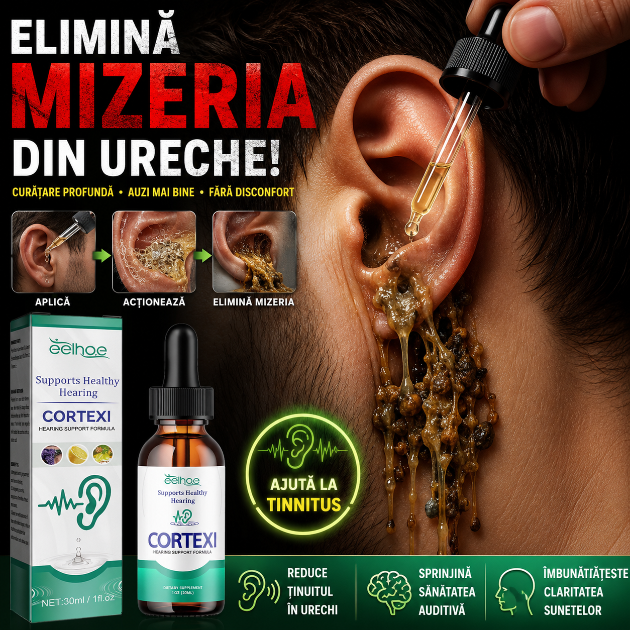 Picături Pentru Curățarea Urechilor & Tinitus ( Pentru Adulți Și Copii - 30ml)