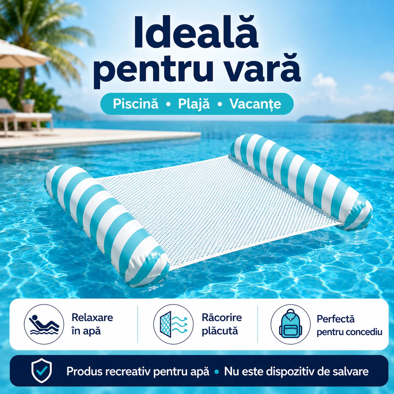 Hamacul Plutitor pentru Piscină sau Plajă — Relaxare Totală pe Apă