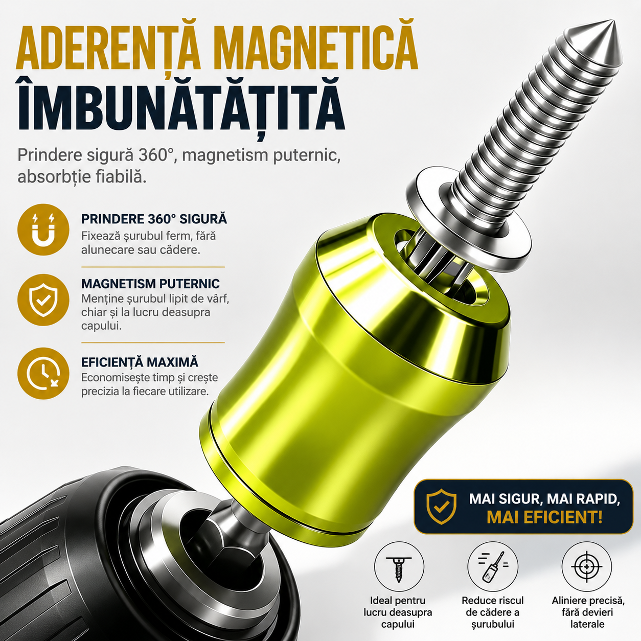 Inel Magnetic pentru Bormaşină — Ține Șurubul Fix pe Vârf, Fără Riscuri