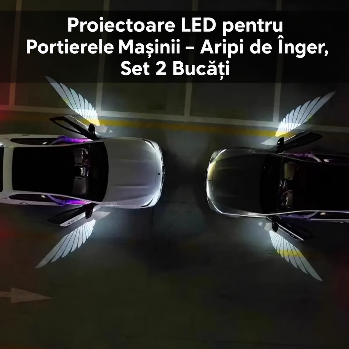 Proiectoare LED pentru Portierele Mașinii – Aripi de Înger, Set 2 Bucăți (Pentru orice Masina)