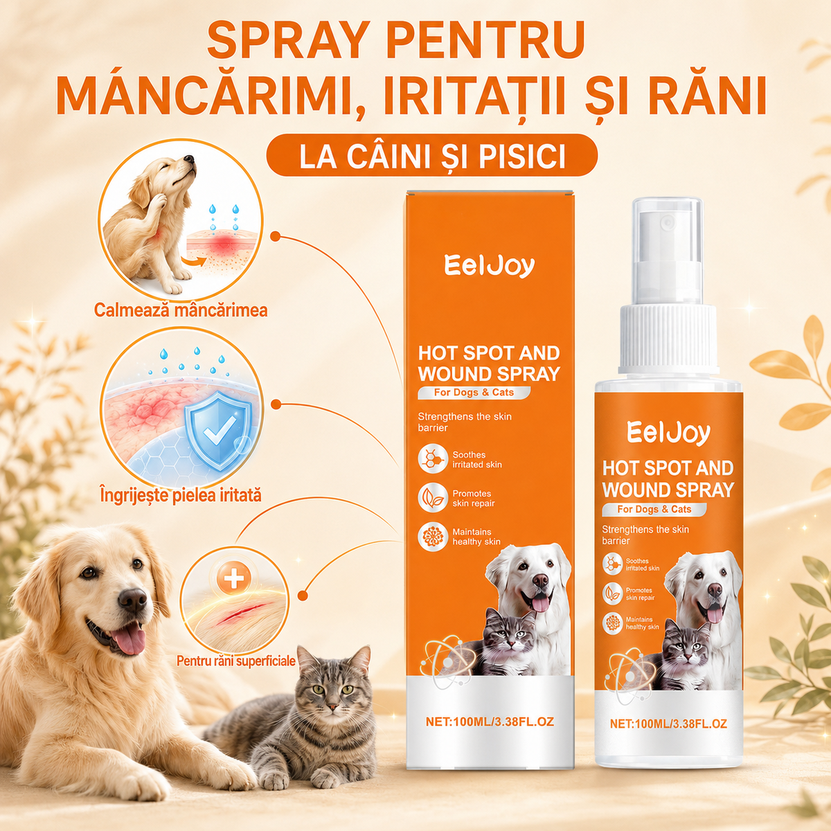 Spray pentru mâncărimi, iritații și răni la câini și pisici