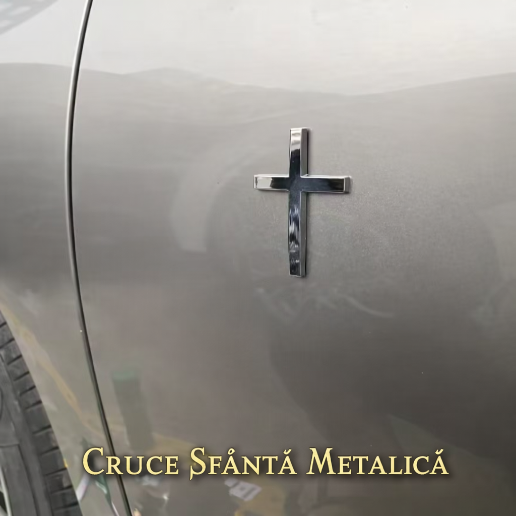 SET 1+1 GRATIS - Cruce Sfânta Metalică, Autoadezivă Pentru Mașină sau alte suprafețe