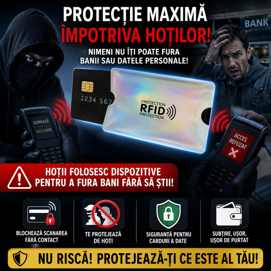 SET 1+1 GRATIS Huse RFID pentru Protecția Cardurilor Bancare ( Nu lasa hotii sa-ti fure banii sau datele personale)