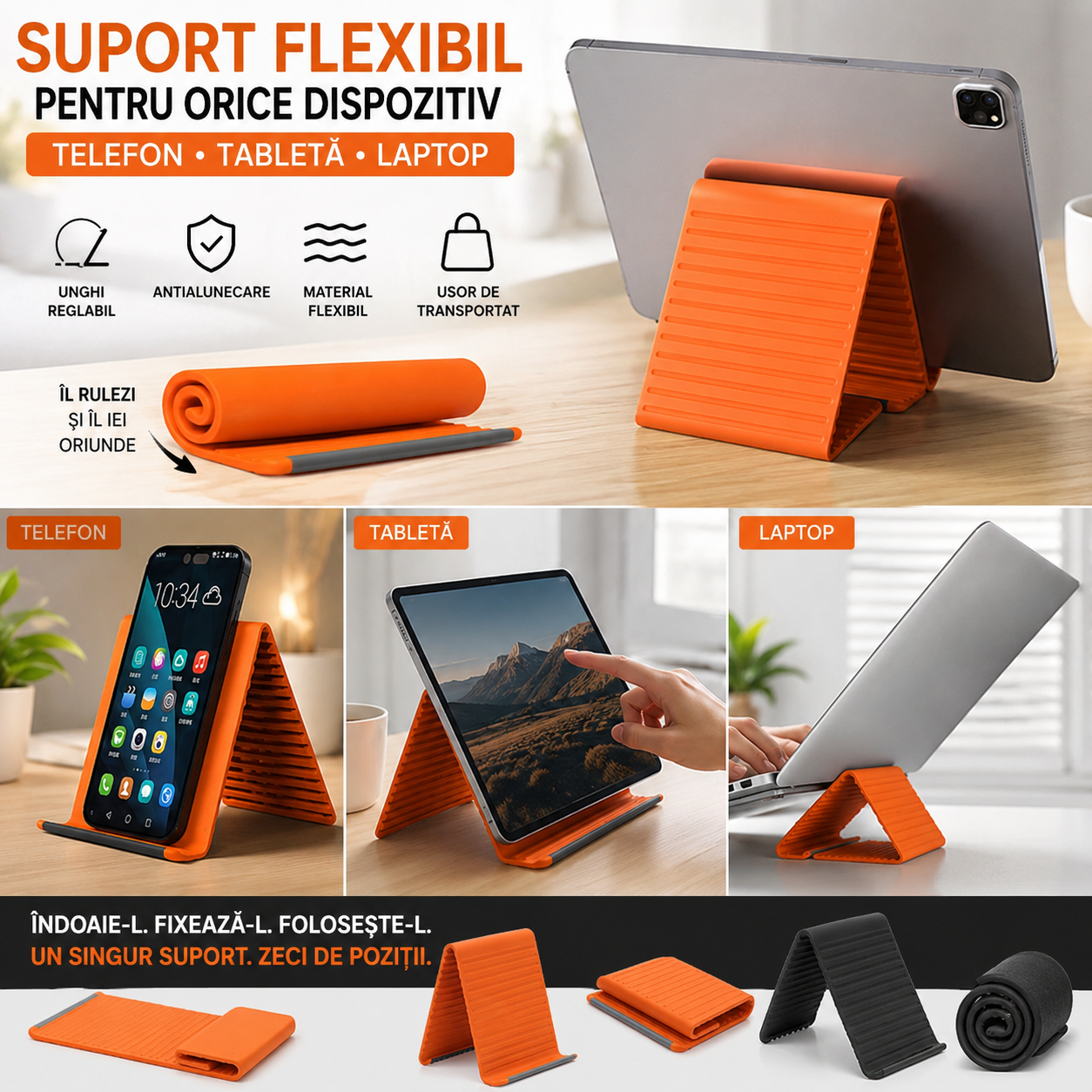 Suport Flexibil Pentru Orice Telefon, Tableta sau Laptop