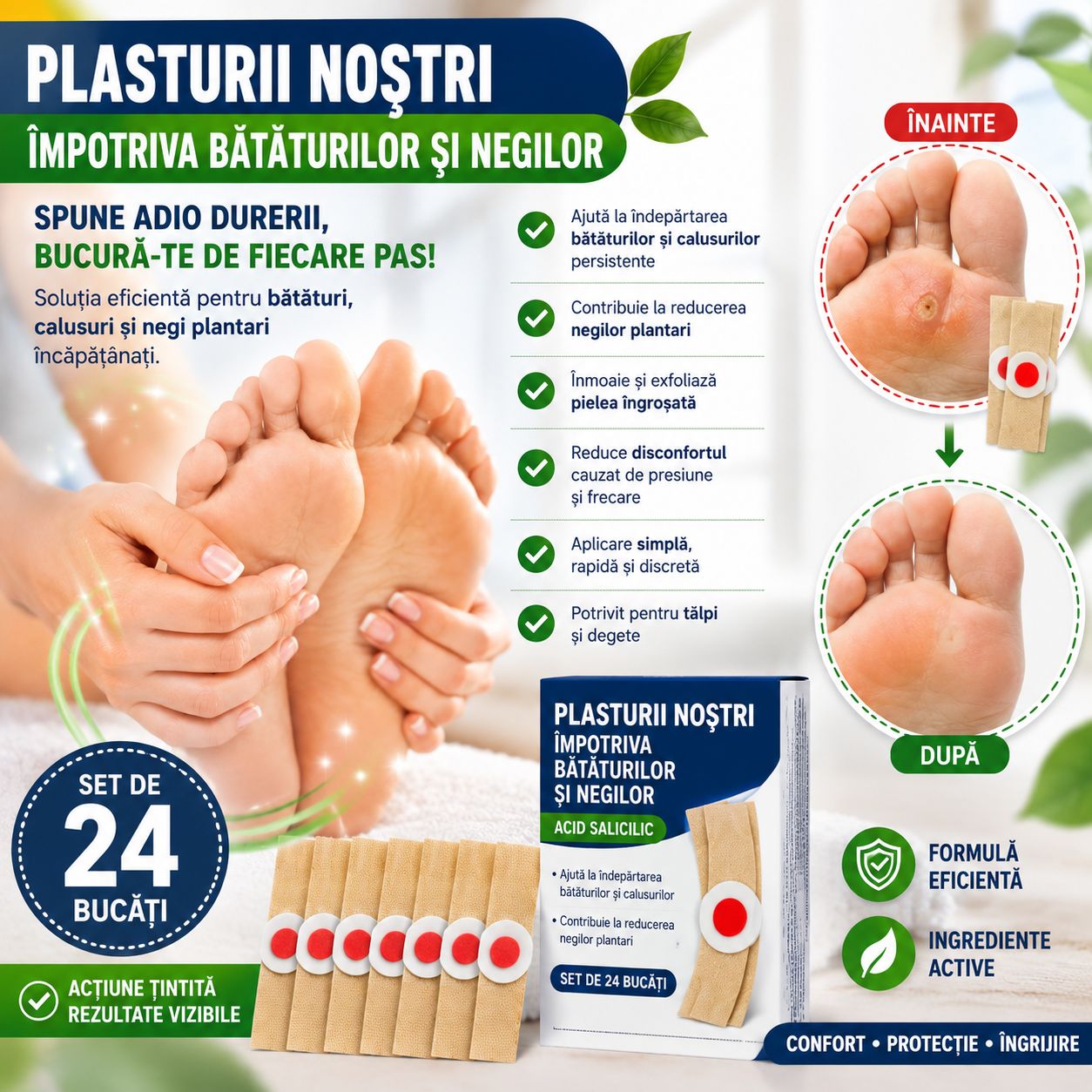 Plasturi împotriva bătăturilor și negilor - Set 24 Bucati