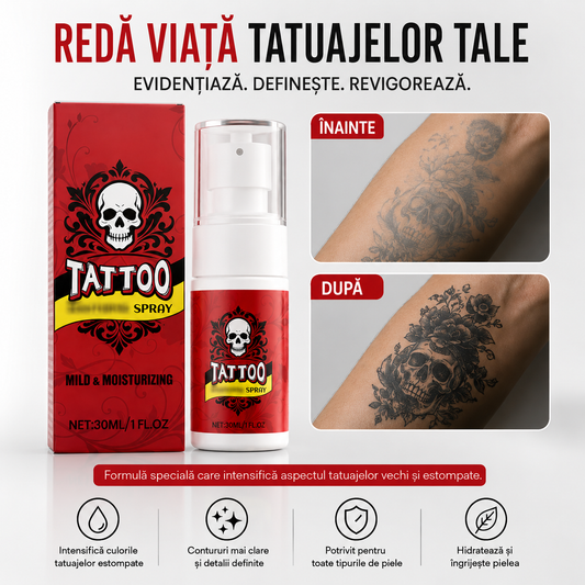 Spray Intensificator pentru Tatuaje — Culorile Revin la Viață, Tatuajul Tău Arată ca în Prima Zi