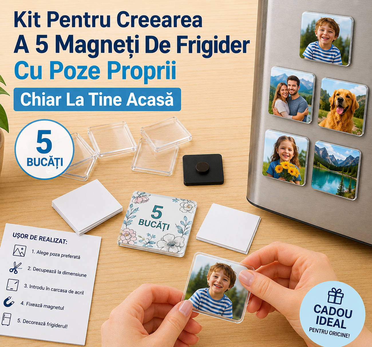 Kit Pentru Creearea A 5 Magneți De Frigider Cu Poze Proprii Chiar La Tine Acasă