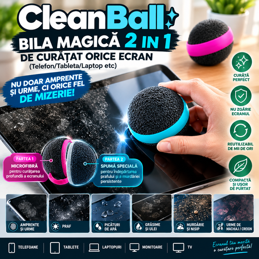 CleanBall — Bila Magică 2 in 1 de Curățat Orice Ecran ( Telefon/Tableta/Laptop etc)