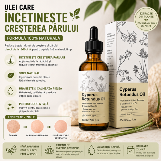 Ulei care Încetinește Creșterea Părului  – 100% Formulă Naturală, Aplicare după Epilare