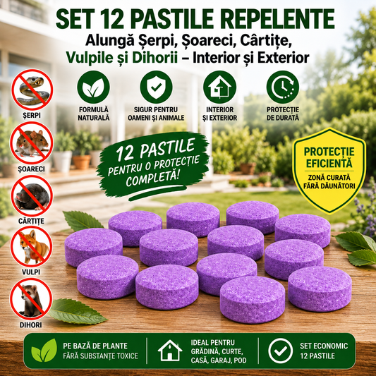 Set 12 Pastile Repelente — Alungă Dăunătorii din Curte, Formulă Naturală pe Bază de Plante