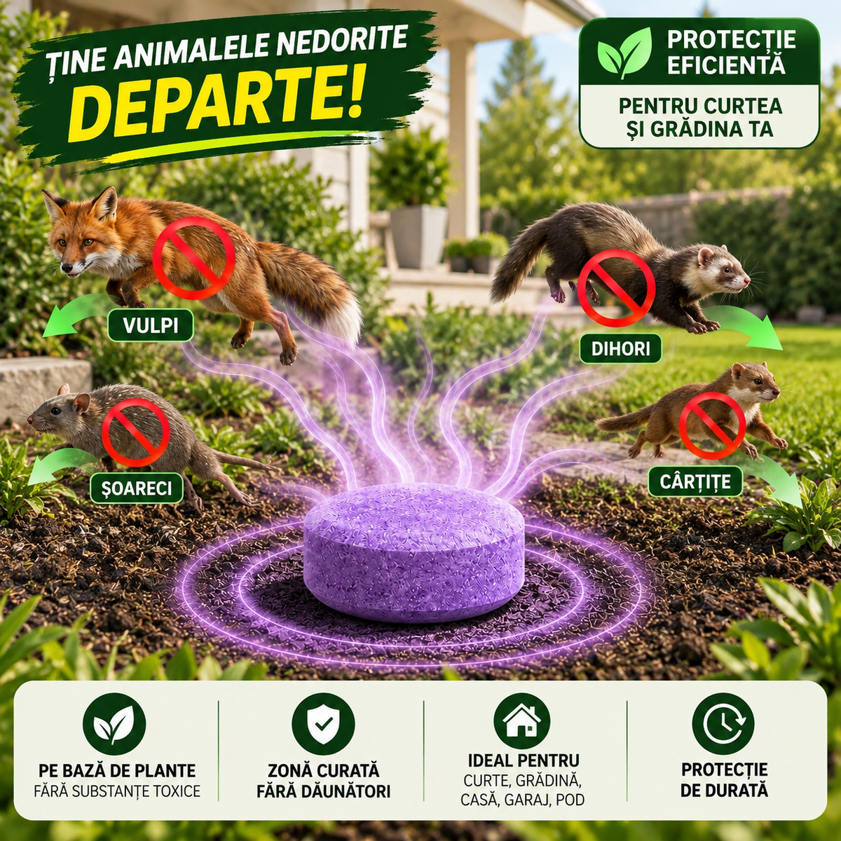 Set 12 Pastile Repelente — Alungă Dăunătorii din Curte, Formulă Naturală pe Bază de Plante