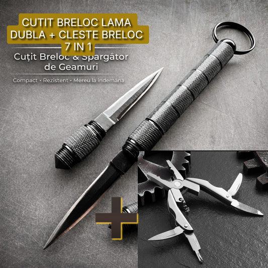 SET Cleste 7 in 1 Multifunctional si Cutit Breloc Cu Spargator Incorporat