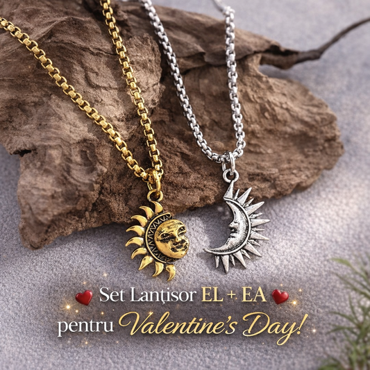 Set Lănțișoare Soarele si Luna - Pentru El și Ea - Cadou de Valentines Day
