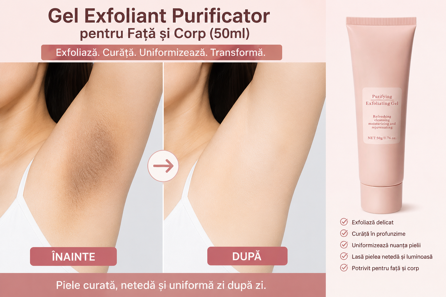 Gel Exfoliant Purificator pentru Față și Corp!