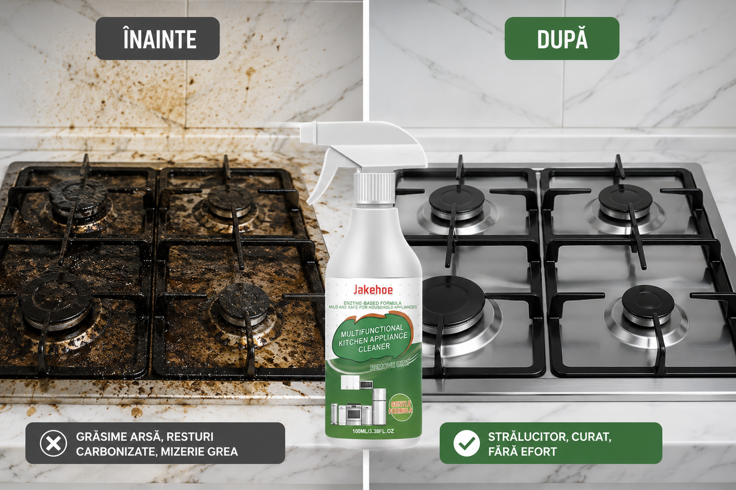 Spray Enzimatic pentru Bucătărie — Dizolvă Grăsimea Arsă, Resturile Carbonizate și Mizeria Grea în 30 de Secunde, Fără Frecat 100ml