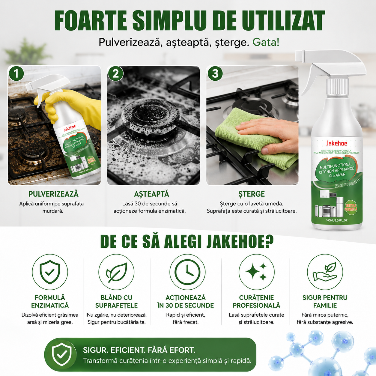 Spray Enzimatic pentru Bucătărie — Dizolvă Grăsimea Arsă, Resturile Carbonizate și Mizeria Grea în 30 de Secunde, Fără Frecat 100ml