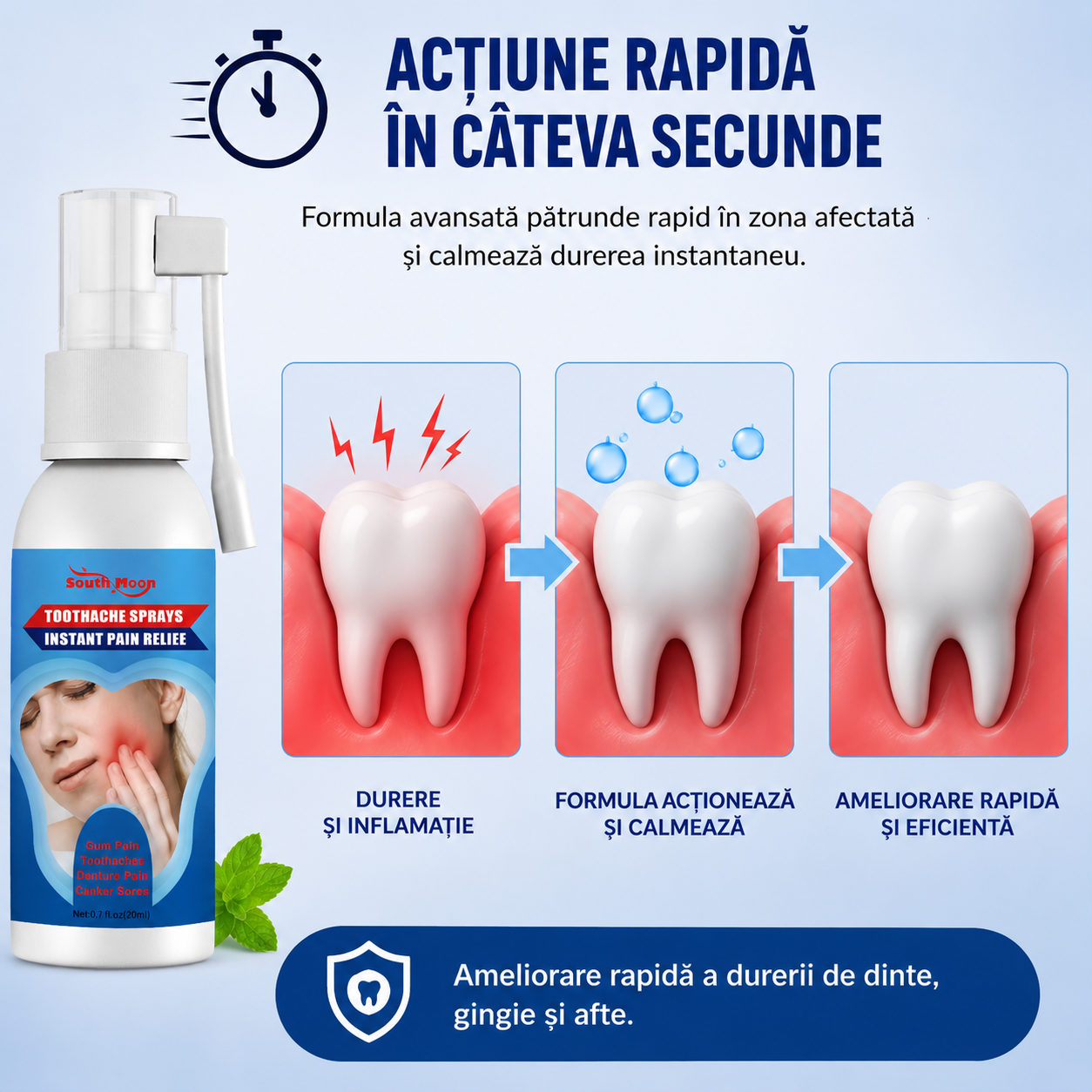 Spray Naturist pentru Dureri Dentare si Inflamatii — Ameliorare Rapidă a Durerii de Dinte, Gingie și Afte