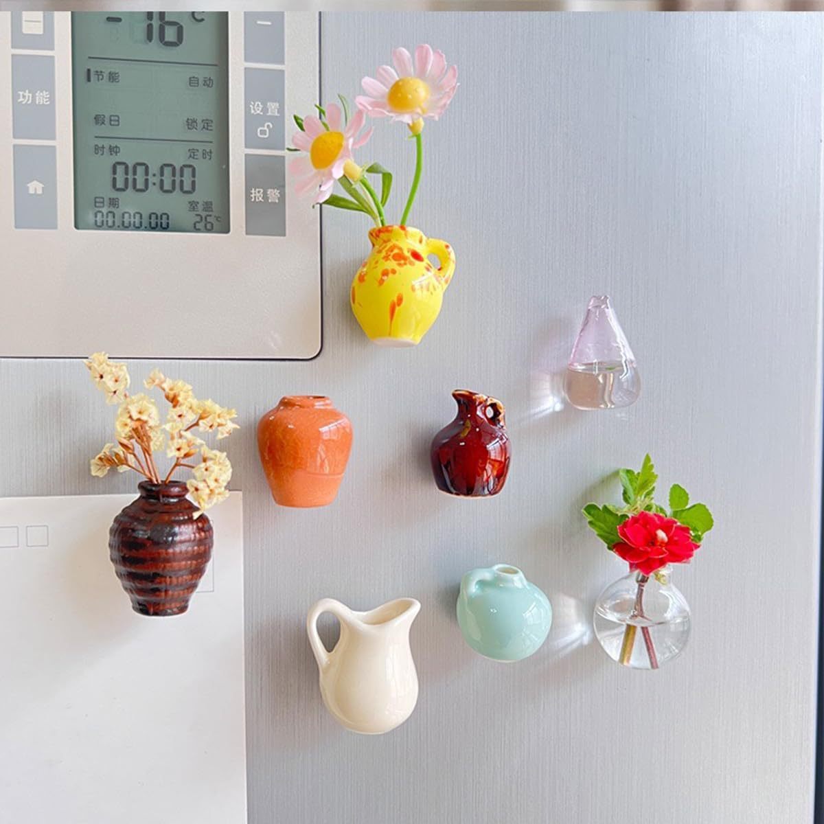 Set 8 Mini Vaze Ceramice Magentice Pentru Frigider – Transformă Orice Loc în unul Plin de Natura