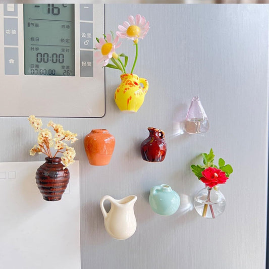 Set 8 Mini Vaze Ceramice Magentice Pentru Frigider – Transformă Orice Loc în unul Plin de Natura