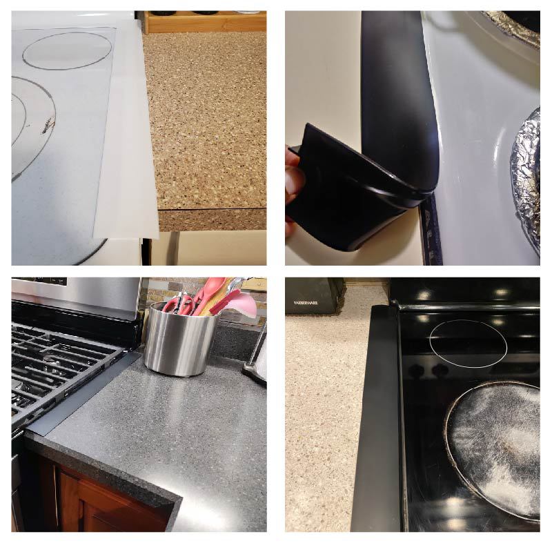 Set 2x Benzi de Silicon Termorezistente pentru Spațiul Dintre Aragaz și Mobilă – Protecție Antimurdărie, Ușor de Curățat