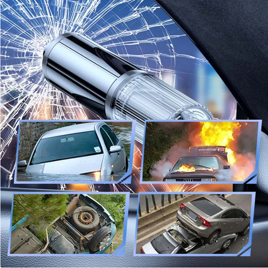 Dispozitiv de Urgență Auto 2-în-1 – Ciocan pentru Geam + Cutter Centură