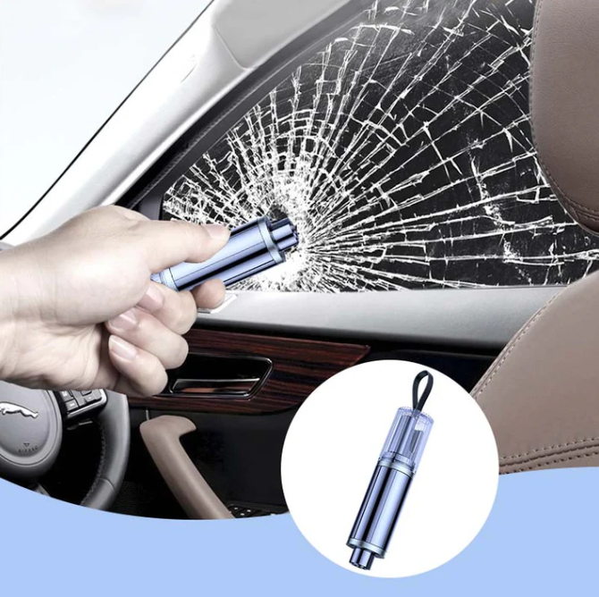 Dispozitiv de Urgență Auto 2-în-1 – Ciocan pentru Geam + Cutter Centură