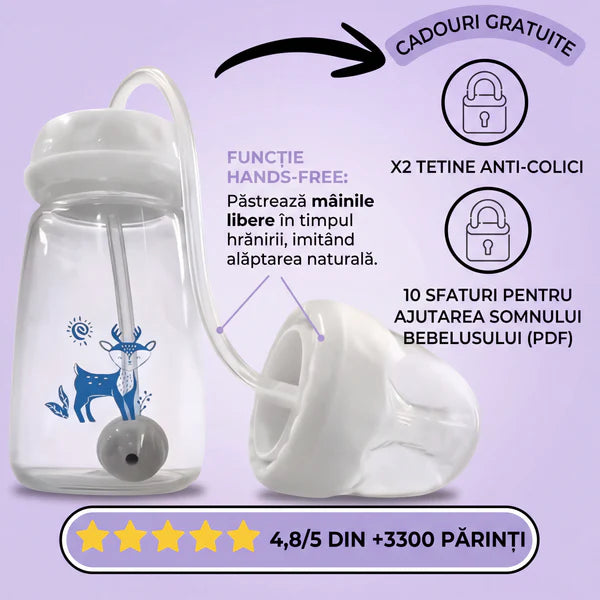 1+1 GRATIS SET Biberon Anti-Colici cu Sistem Anti-Aer – Reduce Gazele, Colicii și Disconfortul