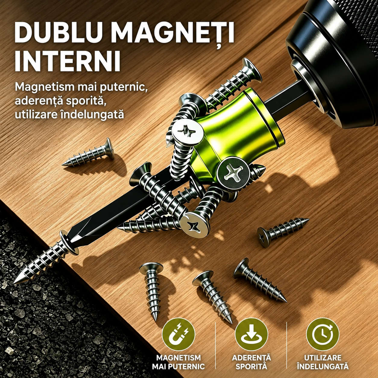 Inel Magnetic pentru Bormaşină — Ține Șurubul Fix pe Vârf, Fără Riscuri