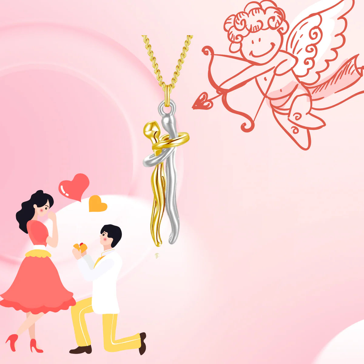 Lănțișorul „Îmbrățișarea Eternă” Placat – Simbolul iubirii care nu se destramă