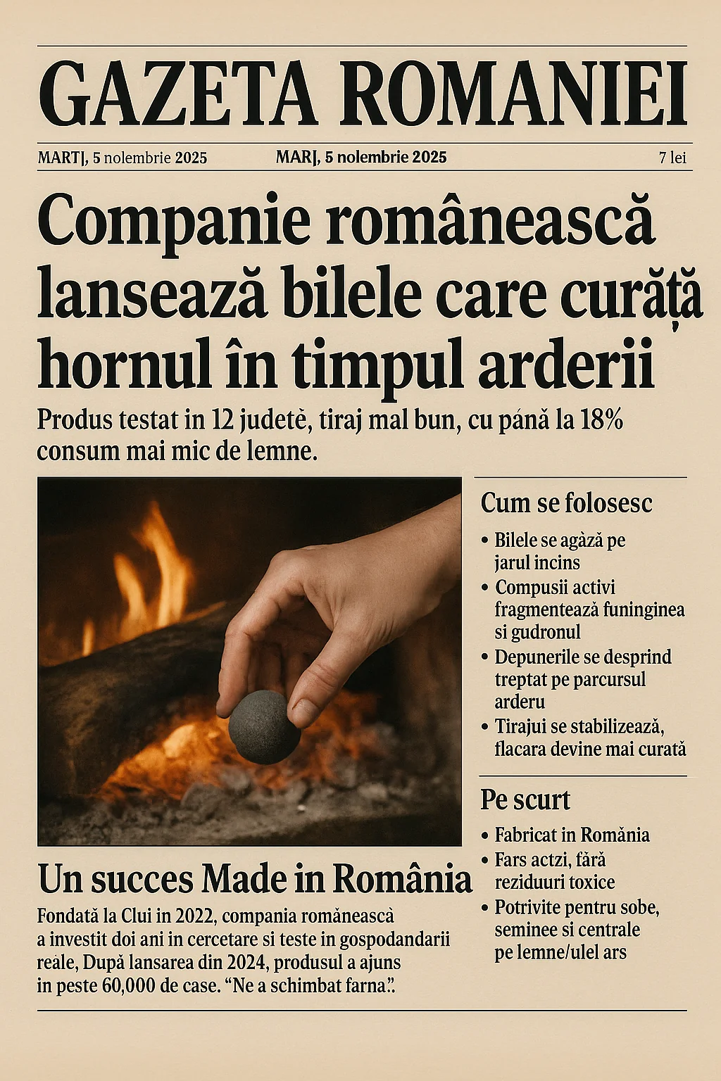 STOPFUM - Bile pentru Curățarea Hornurilor și Sobelor Produs 100% în România