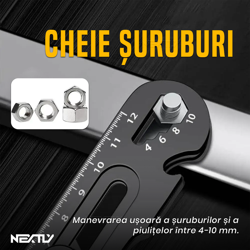 Cutter Multifunctional Rezistent 6 în 1: Rigla, Desfacator capace / conserve, Surubelnita, Chei hexagonale