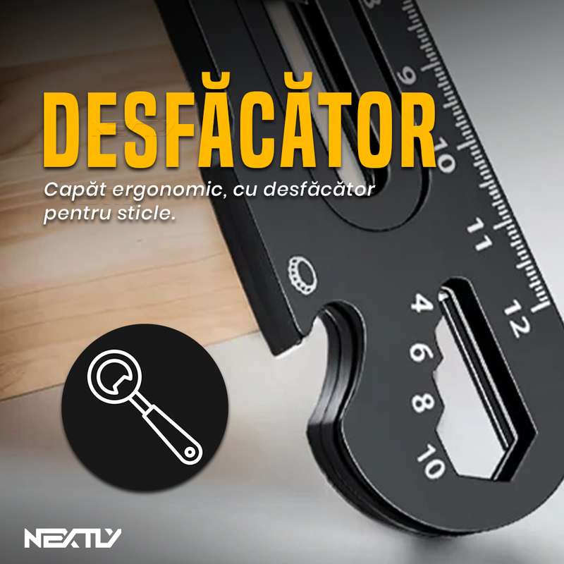 Cutter Multifunctional Rezistent 6 în 1: Rigla, Desfacator capace / conserve, Surubelnita, Chei hexagonale