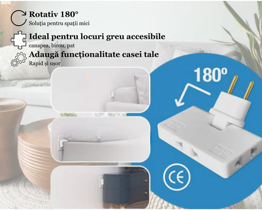 Triplu ștecher rotativ 180°