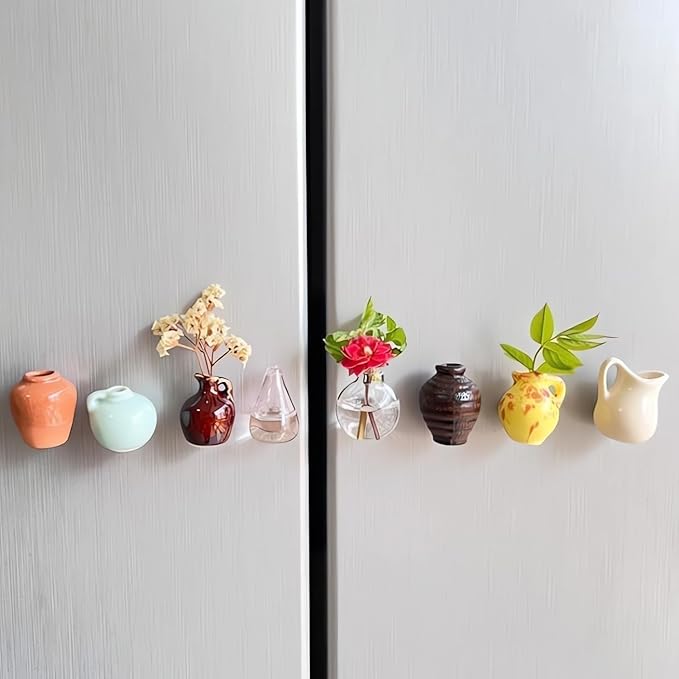 Set 8 Mini Vaze Ceramice Magentice Pentru Frigider – Transformă Orice Loc în unul Plin de Natura